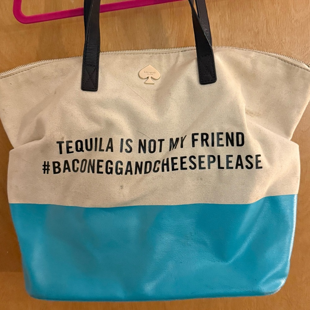 Kate Spade Blue and Cream Tote Bag